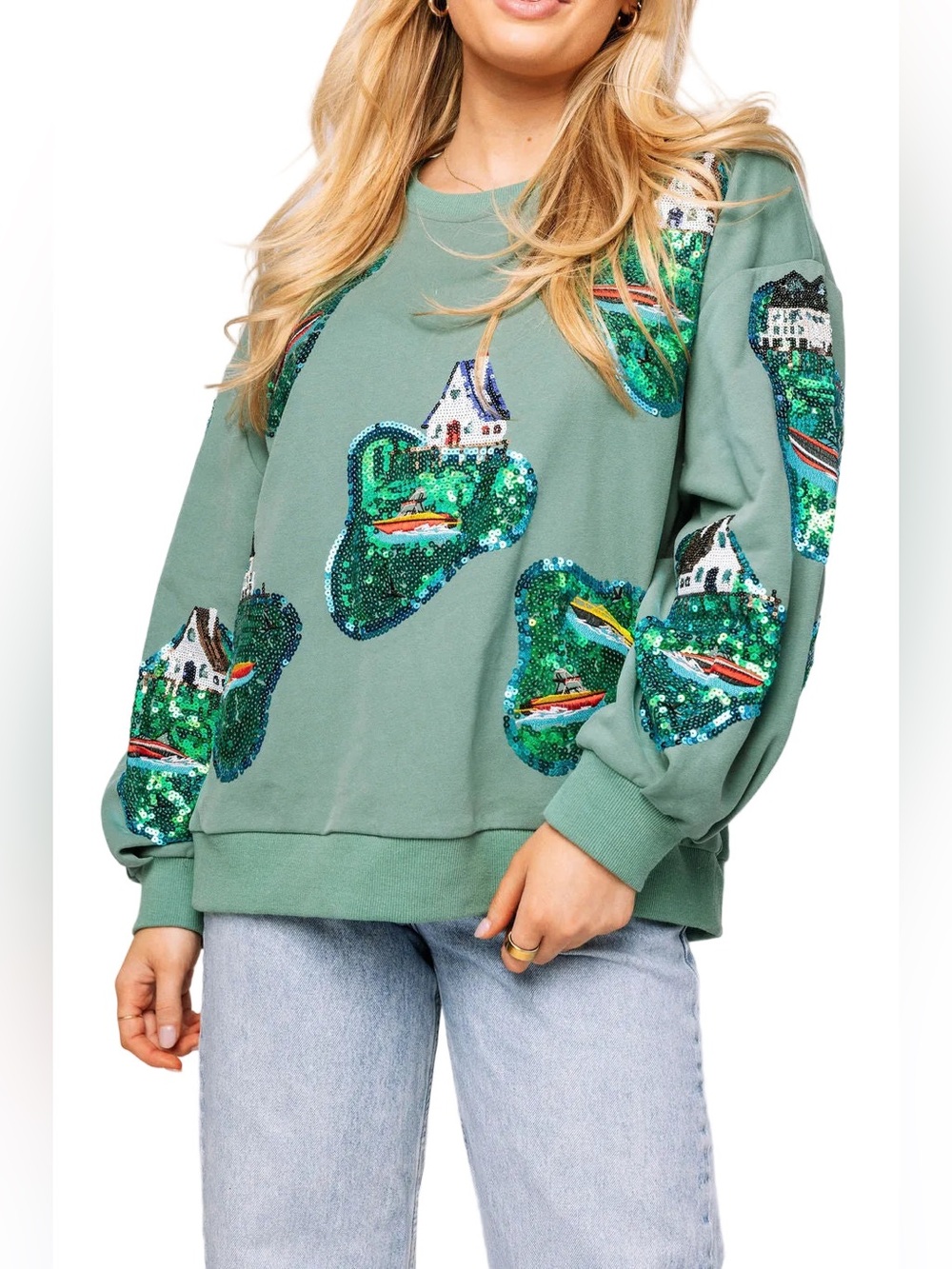Queen of Sparkles Moss Lake House Sweatshirt.